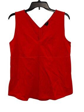 Ann Taylor Red Sleeveless V-Neck Top Womens Medium Polyester Blend